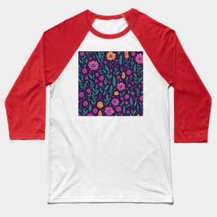 pink and orange flowers and trees pattern Baseball T-Shirt